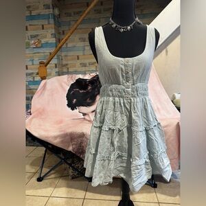 Urban Outfitters Pale Blue Tiered Button Sundress